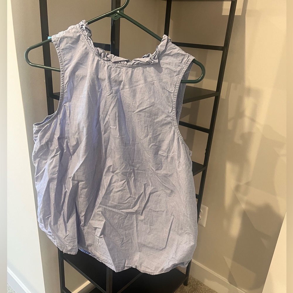 J Crew Sleeveless Shell w High Neck Ruffle